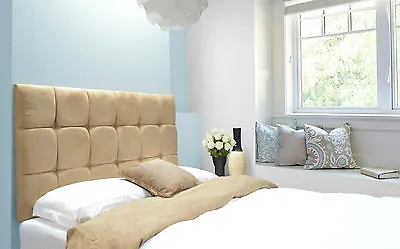 £46.30 • Buy Java Buttoned Diamante Wall Headboard Faux Suede Natural Cream All Sizes