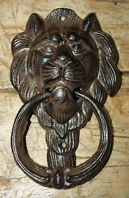 Large Cast Iron Antique Style Rustic LION HEAD Door Knocker Brown Finish  • $9.99