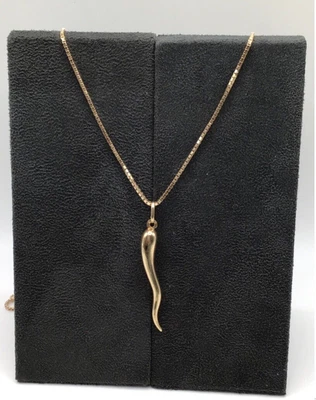 £182 • Buy Large 9ct Gold Horn Of Plenty With 20.6 Inch Box Chain