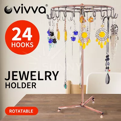 Jewelry Rotating Ring Display Holder Organizer Necklace Stand Rack 23 Hooks New • $14.99