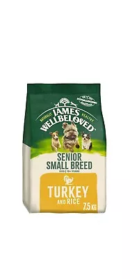 7.5kg James Wellbeloved Natural Senior Small Breed Dry Dog Food Turkey & Rice • £29.99