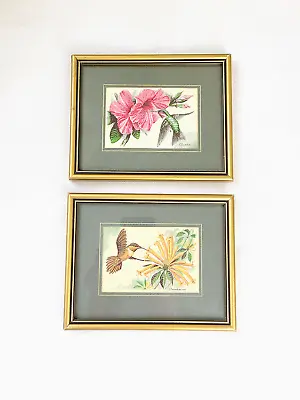 £24.99 • Buy Vintage Woven Humming Bird Pictures Art Miniatures J&J Cash Coventry Set Of 2