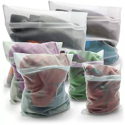 Zipped Mesh Laundry Bags Washing Net Wash Bags Underwear Clothes Socks Lingerie  • £4.59