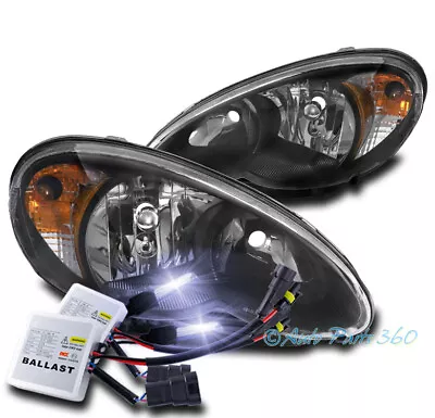 For 06-10 Chrysler Pt Cruiser Crystal Style Headlights Lamps Black W/10000k Hid • $188.95