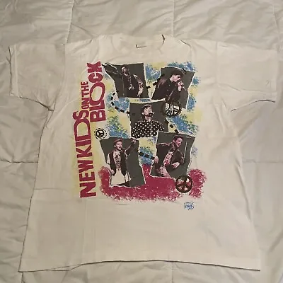 VTG 80s New Kids On The Block 1989 White Boy Band Concert T Shirt Size L • $37.99