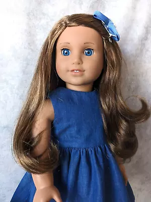 Custom American Girl Doll With Brown Hair Blue Eyes Med Skin • $84