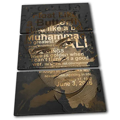 Muhammad Ali Boxing Quotes Sports TREBLE CANVAS WALL ART Picture Print • £34.99