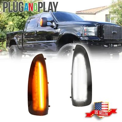 Smoke Lens White/Amber Switchback LED Side Mirror Lamps For 03-07 Ford F250 F350 • $29.99