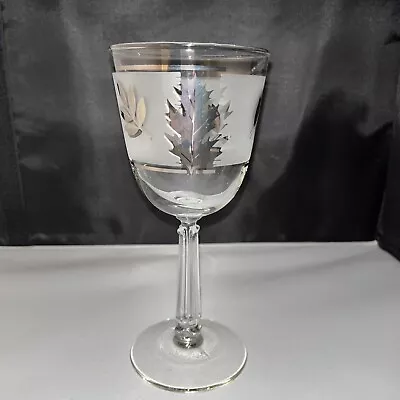 Libbey Silver Leaf Foliage Water Goblet(s) Tall Stemmed 7-1/4   Vintage • $3.31