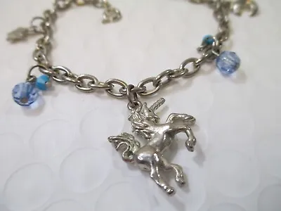 Unicorn Charm Bracelet Moon Star Silver Tone 7  • $6.99