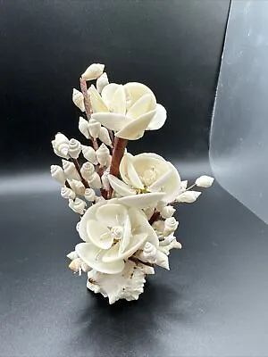 Vintage Seashell Flower Arrangement Sculpture Hand Made Shell Art Figurine • $25