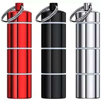 3 Pack Portable Metal Keychain Pill Holder Case With 3 Compartments For Travel • $20.99