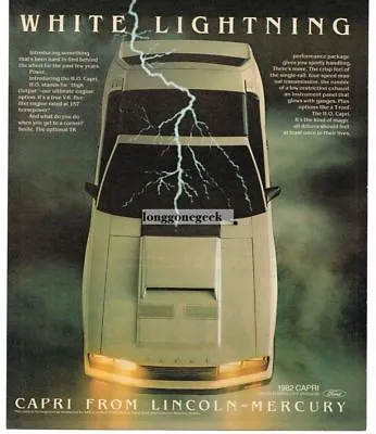 1982 Mercury CAPRI H.O.2-door Coupe White Lightning Vintage Ad  • $8.95
