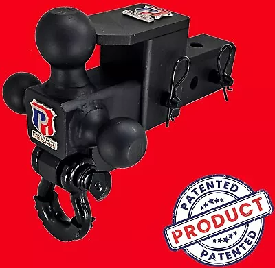 Adjustable Trailer Hitch- 2.5 SOLID Tri-Ball Mount Pintle Hitch Receiver  D-Ring • $249