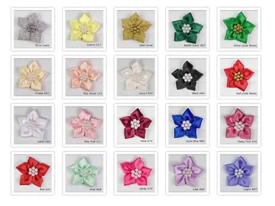 20 Satin Ribbon Poinsettia Flowers Bows With Beads • £5.62