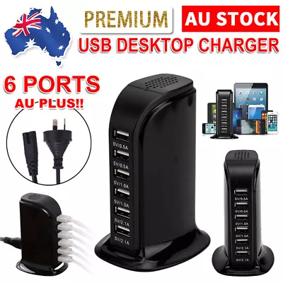 6 Port Charging Station USB Desktop Charger Rapid Tower Power Adapter Wall HUB • $16.95