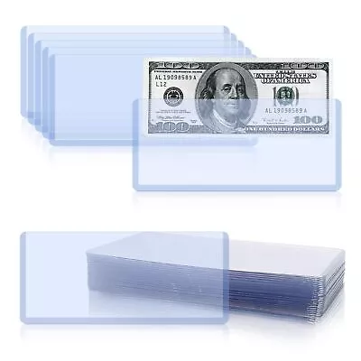 20 Pack Hard Plastic Clear Money Holder Bill Money Top-Load Sleeves Display • $14.54