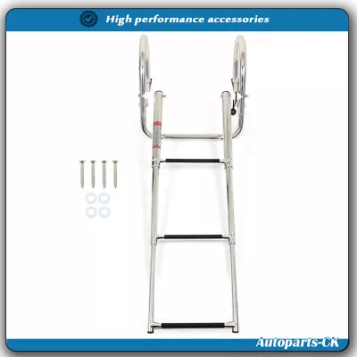 Stainless 3-Step Steel Ship Ladder With Handrails For Marine Yacht Swimming Pool • $74.70