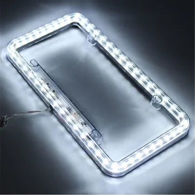 Acrylic Plastic License Plate Frame Cover With White LED Lighting BIN 1pc • $24.89