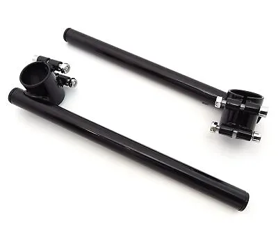 Black Clip-On Handlebars 7/8  - 35mm - - Low Cafe Racer Custom Motorcycle Bars • $65.95