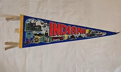 Vintage State Of Indiana Landmark Pennant About 27” Inches • $7.50