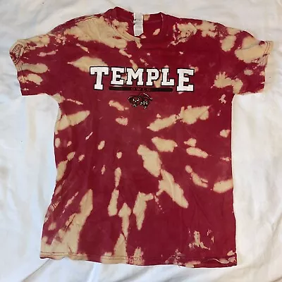 Temple Owls NCAA Red Tie Dye Vintage  Men's Tee Shirt Short Sleeve Graphic • $13.99