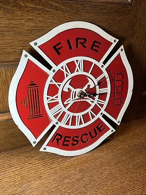 Vintage Fire Department Firefighter Fireman Station Firehouse METAL Sign Clock • $39.99