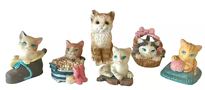 Lot Of 6 Miniature Cat Figurines Resin 1 In - 2.5 In Tall And Wide • $7.99