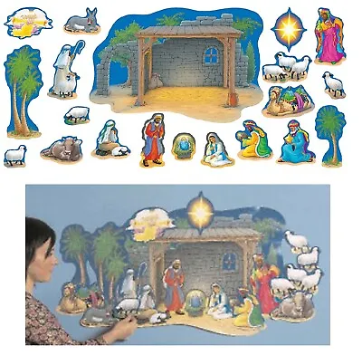 Full Colour Card Nativity Wall Hanging Christmas Display Stable 30 X20    20 Pcs • £12.95