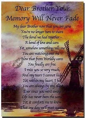 Grave Card / Dear Brother  - FREE Holder-M04X Memorial Funeral Memoriam • £1.85