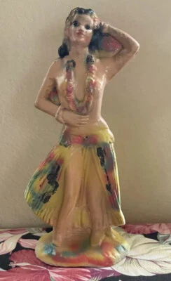 $144.99 • Buy Vintage Chalkware Hawaiian Hula Girl Statue Carnival Prize 1940's Pin Up Hawaii
