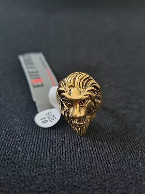 Men's Goldtone Size 10 Lion Head Ring • $12.99