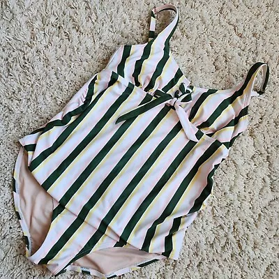 Isabel Maternity: One-Piece Swimsuit Size Womens L Color (Striped) Pink NEW • $19.99