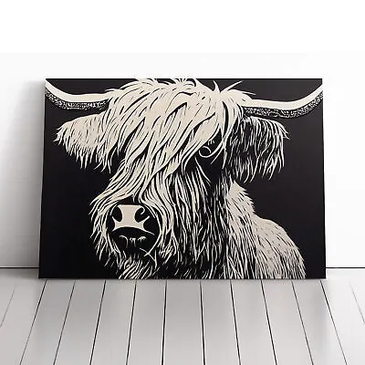 Thrilling Highland Cow Canvas Wall Art Print Framed Picture Decor Living Room • £24.95