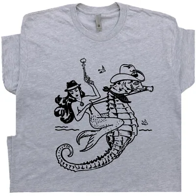 Mermaid T Shirt Cowgirl Vintage Rodeo Tee Cool Country Outlaw Men Women Seahorse • $19.99