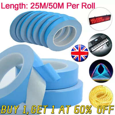 Double Sided Thermal Adhesive Tape For LED CPU GPU Heatsink Insulation 0.2mm*25M • £5.04