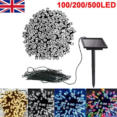 100 200 500 LED Solar Power Fairy Garden Lights String Outdoor Party Wedding UK • £119.59