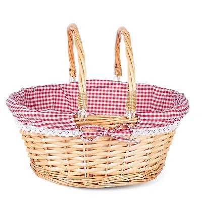 Honey Color Foldable Handle Wicker Shopping Baskets Christmas Gift Hamper Displa • £11.99