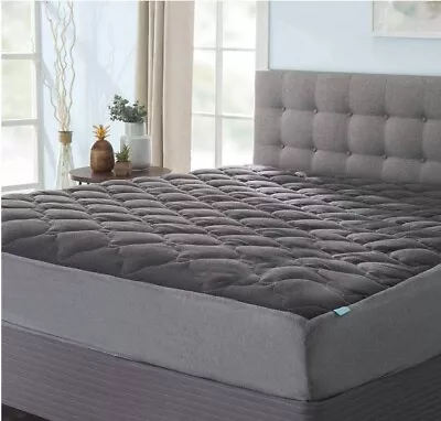 ELuxury Midnight Extra Plush Mattress Pad ~ Midnight Gray ~ California King NEW • £76