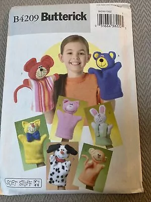 Butterick Bear Pig Cat Dog Dalmation Monkey Mouse Bunny Hand Puppet Pattern 4209 • $10.99