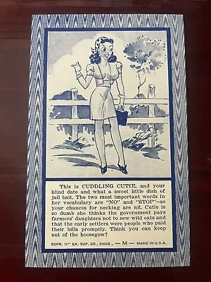 1941 Blind Date Fortune Teller Arcade Machine Prize Card ~ Cuddling Cutie • $7.95