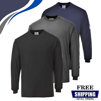 PORTWEST FR Flame-Resistant Long Sleeve T-Stirt | Anti-Static Safety Work Top UK • £33.89