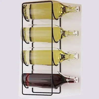 4 Bottle Wine Rack Ikea Snospira Steel Black Shelf Or Wall Mount • £12.95