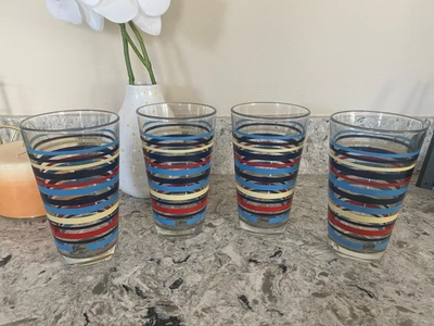 $14.99 • Buy Fiesta Stripped Glasses - 16 Oz - SET Of 4 - Tumblers - Fiestaware