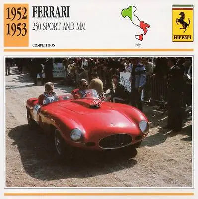 £1.99 • Buy 1952-1953 FERRARI 250 Sport And MM Racing Classic Car Photo/Info Maxi Card