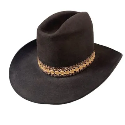 Vintage Stetson Mallory Western Cowboy Hat Dark Brown Pure Wool Men's Unisex M • $89