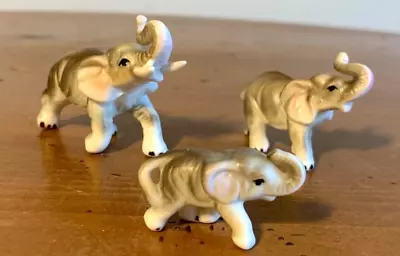 Vintage Bone China Miniature Elephant Family Of Three Japan • $14.95