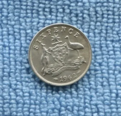 1962  Silver Sixpence Coin Australia S-475 • $5