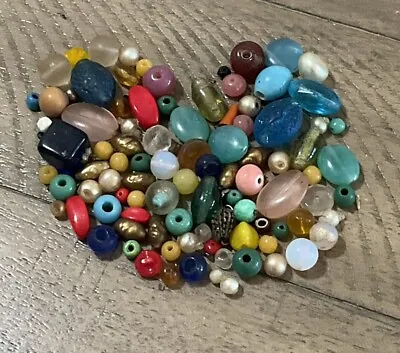 Vintage Old Glass Bead Lot Gorgeous Iridescent Etched Different Colors • $19.99