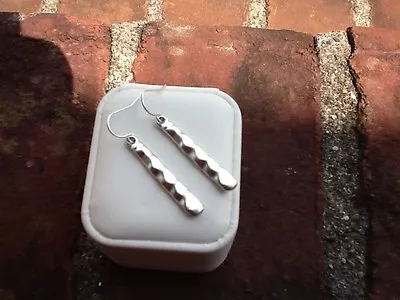 Silver Matte Drop Dangle Pierced Hook Earrings • $2.99